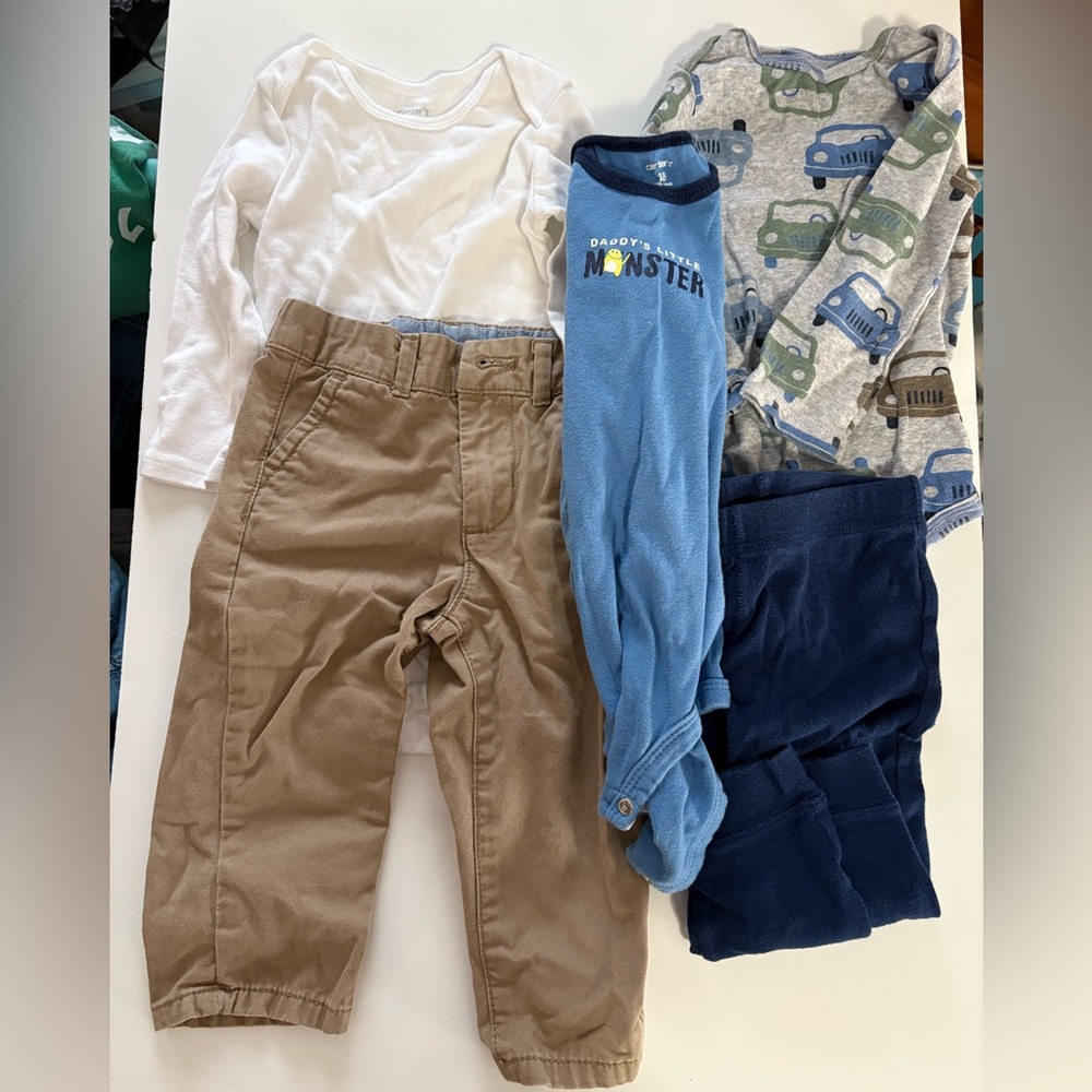 Carter’s onesie pants lot bundle 18m cars fall bundle